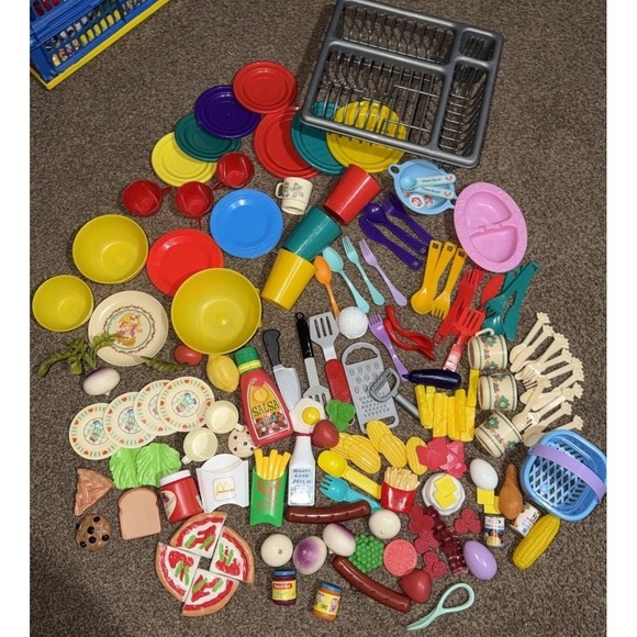 N/a Other - Huge Vintage Play Food Lot Play Kitchen Accessories Bowls Plates Food Mixed Lot